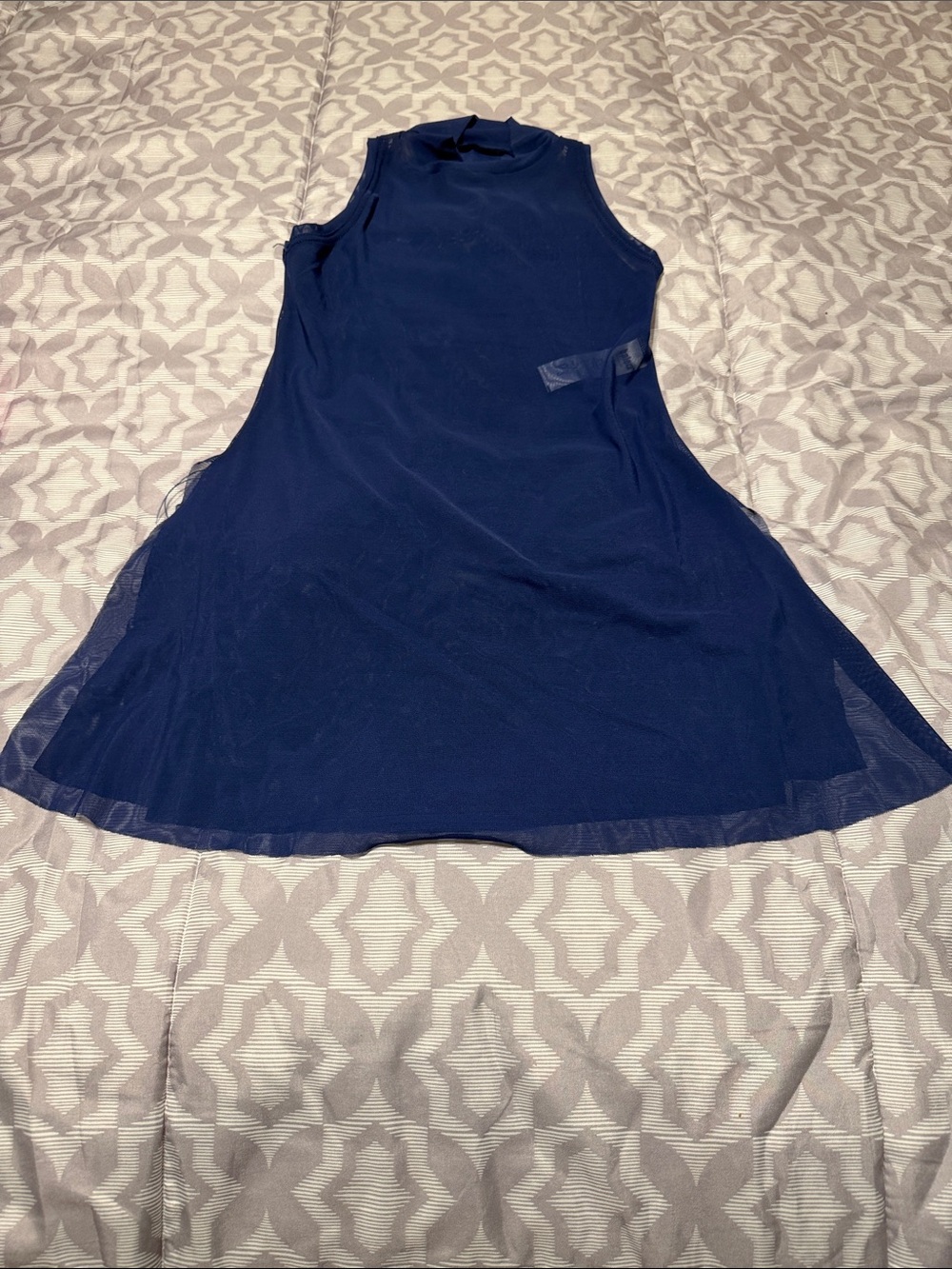 NAVY BLUE Mesh Mock Neck Overdress